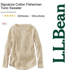 L.L. Bean Signature Cotton Fisherman Tunic Sweater